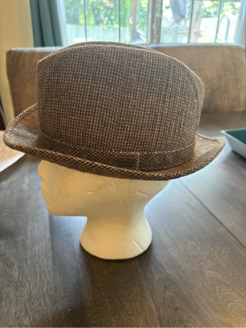 Vintage 1990s Totes Brown/Gray Tweed Unisex Blokecore Fedora Hat